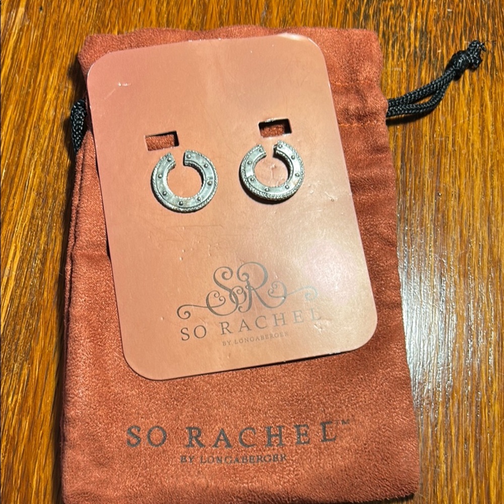 NWT SO Rachel by Longabeger Silver Oxidized Chain Link Earrings #90205 w/Pouch